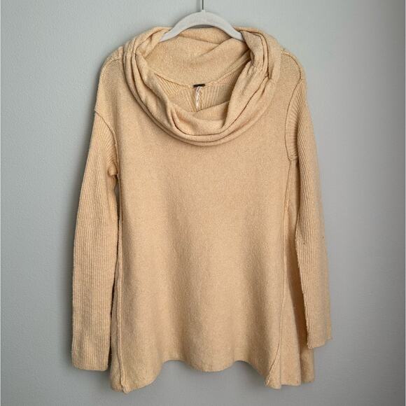 Free People Butter Yellow Wool Blend Cowl Neck Sweater Women's Small - Picture 2 of 7